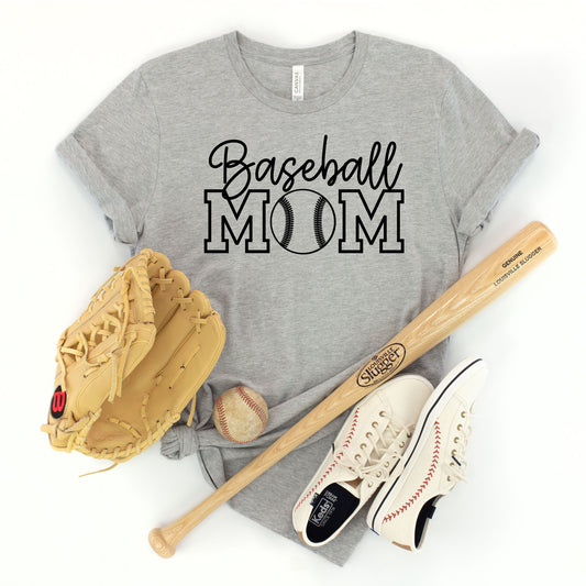 "Baseball MOM" - Heather Grey T-shirt