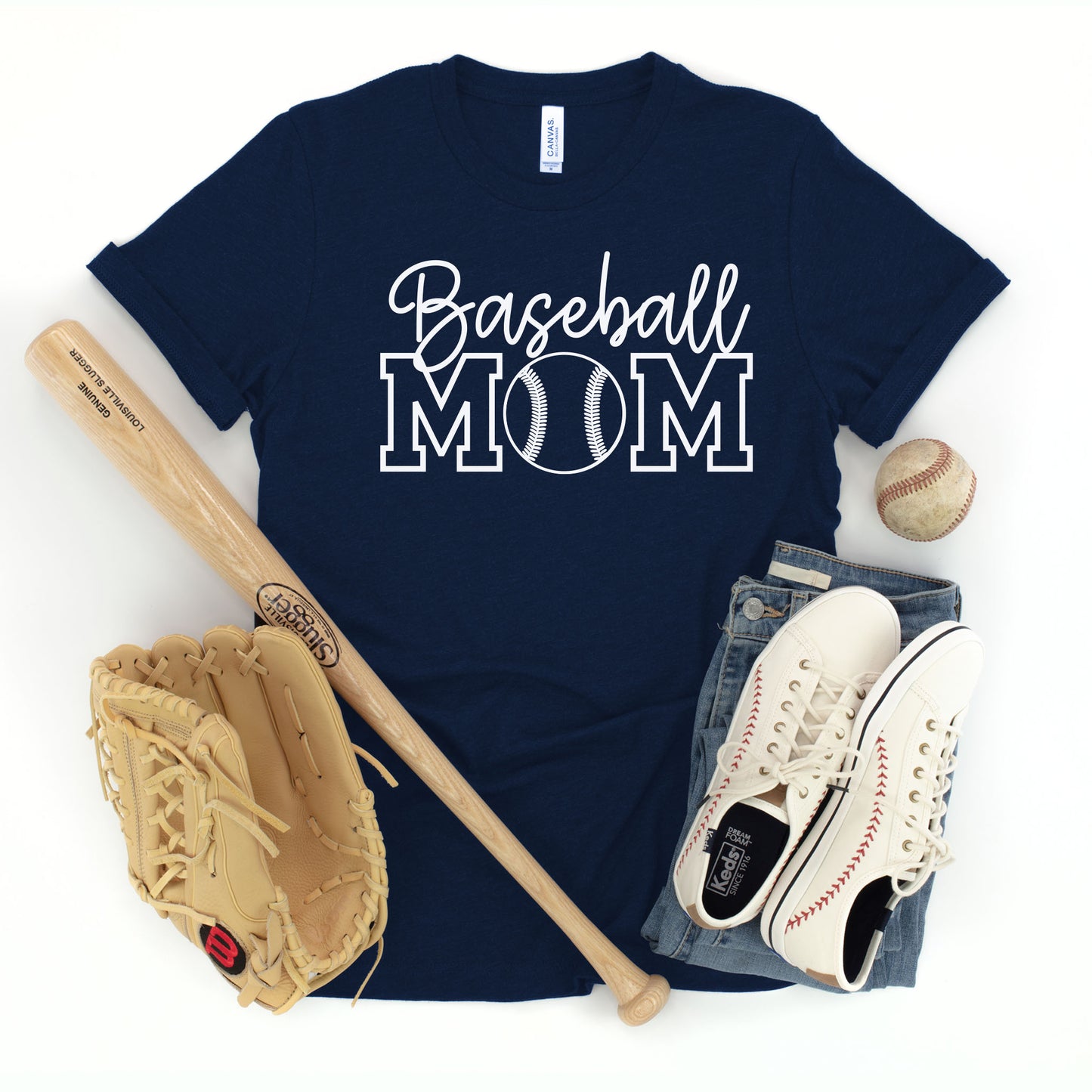 "Baseball MOM" Navy T-shirt  (Adult Only)