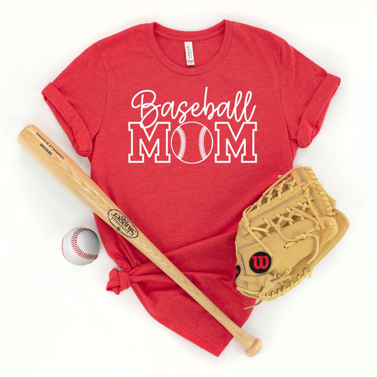 "Baseball MOM" Heather Red T-shirt  (Adult Only)