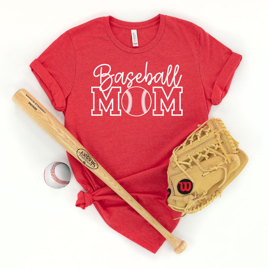 "Baseball MOM" - Heather Red T-shirt