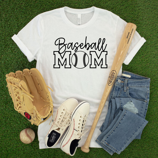 "Baseball MOM" - White T-shirt