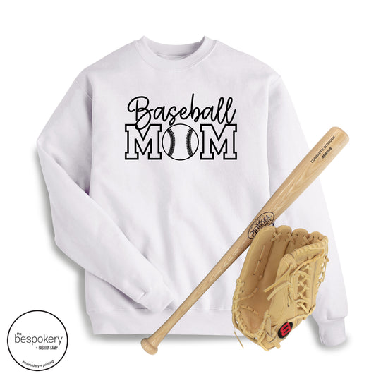 "Baseball MOM" - White Sweatshirt
