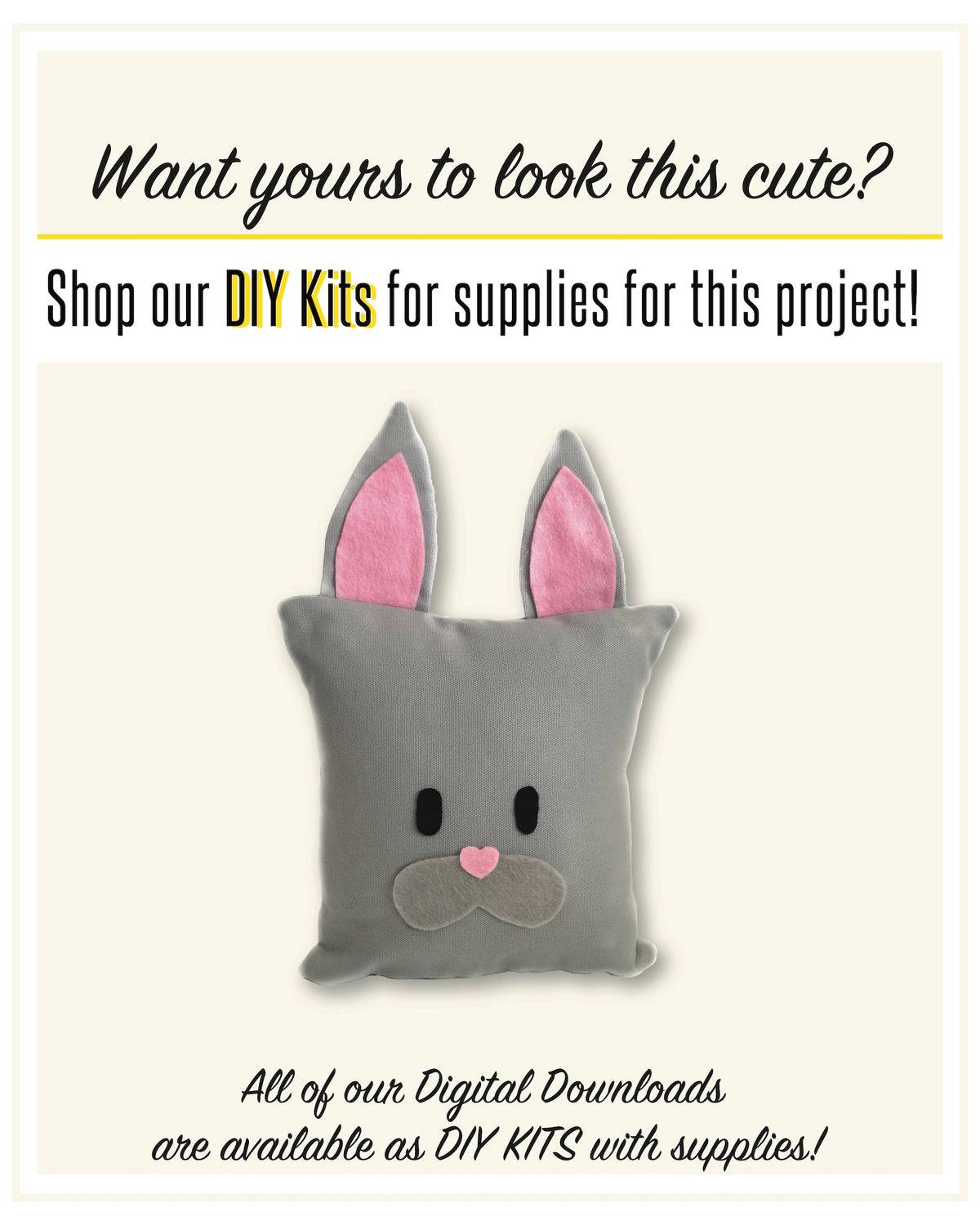Bunny Pillow Sewing Pattern - Digital Download