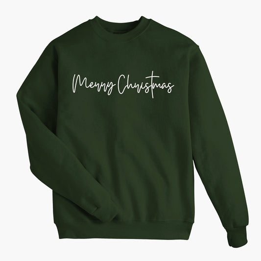 Modern Merry ChrisTmas - Forest Green Sweatshirt