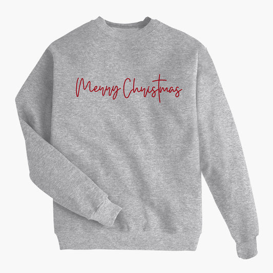 Modern Merry ChrisTmas - Heather Grey Sweatshirt