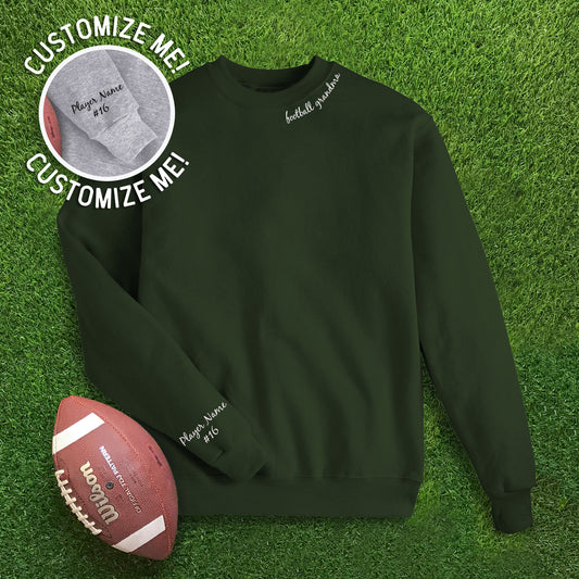 Collar "football grandma" CUSTOM sleeve - Forest Green Sweatshirt