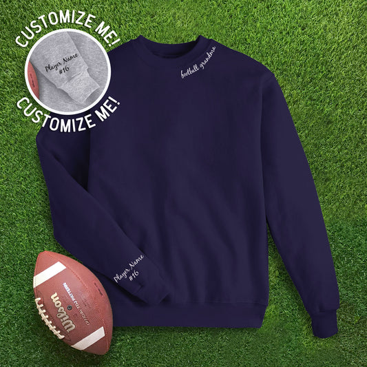 Collar "football grandma" CUSTOM sleeve - Navy Sweatshirt