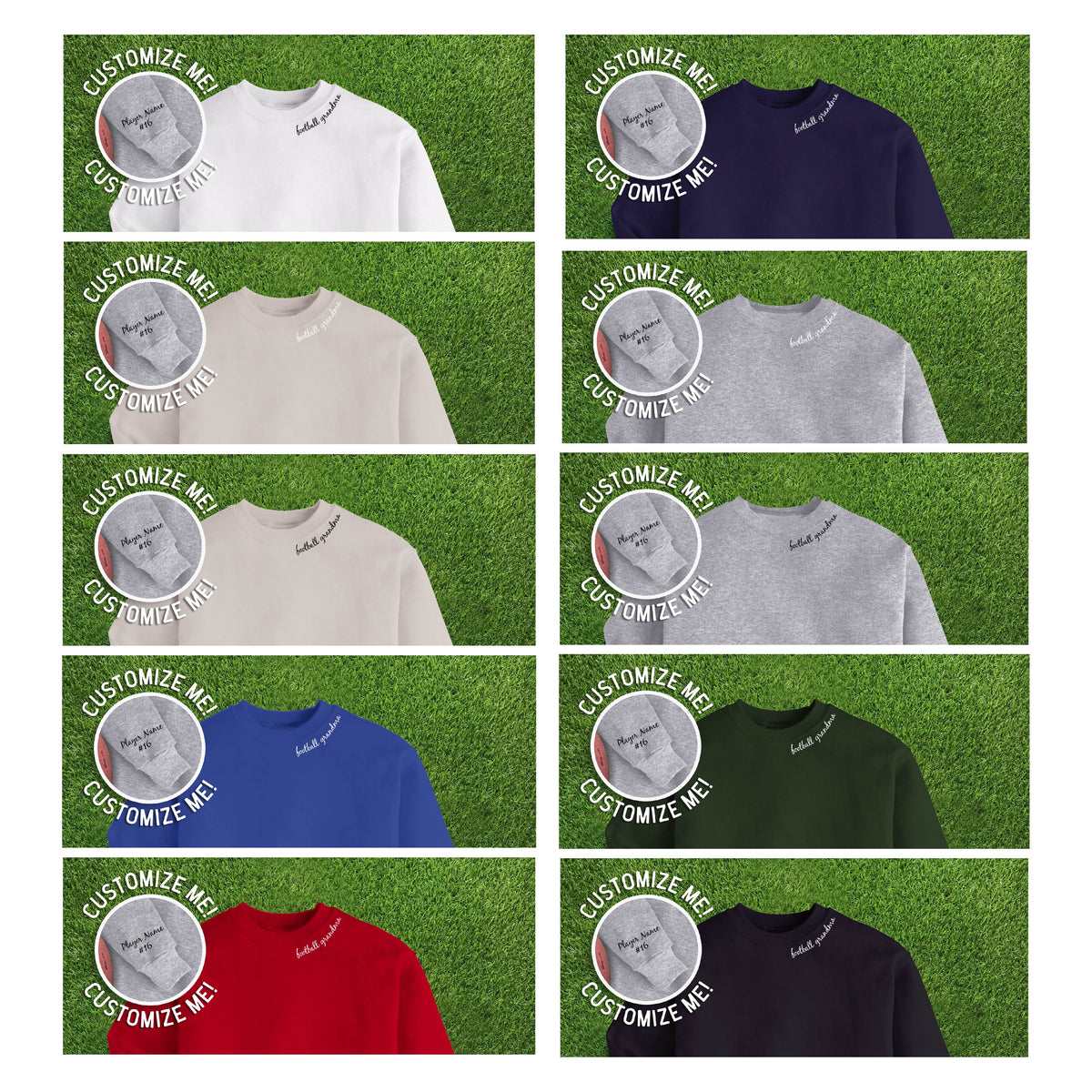 Collar Football Grandma + CUSTOM sleeve Sweatshirt