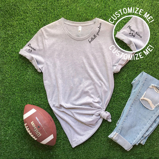 Collar Football Grandma + CUSTOM sleeve T-shirt