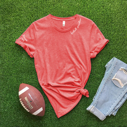 Collar "football grandma" CUSTOM sleeve - Heather Red T-shirt