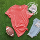 Collar "football grandma" CUSTOM sleeve - Heather Red T-shirt