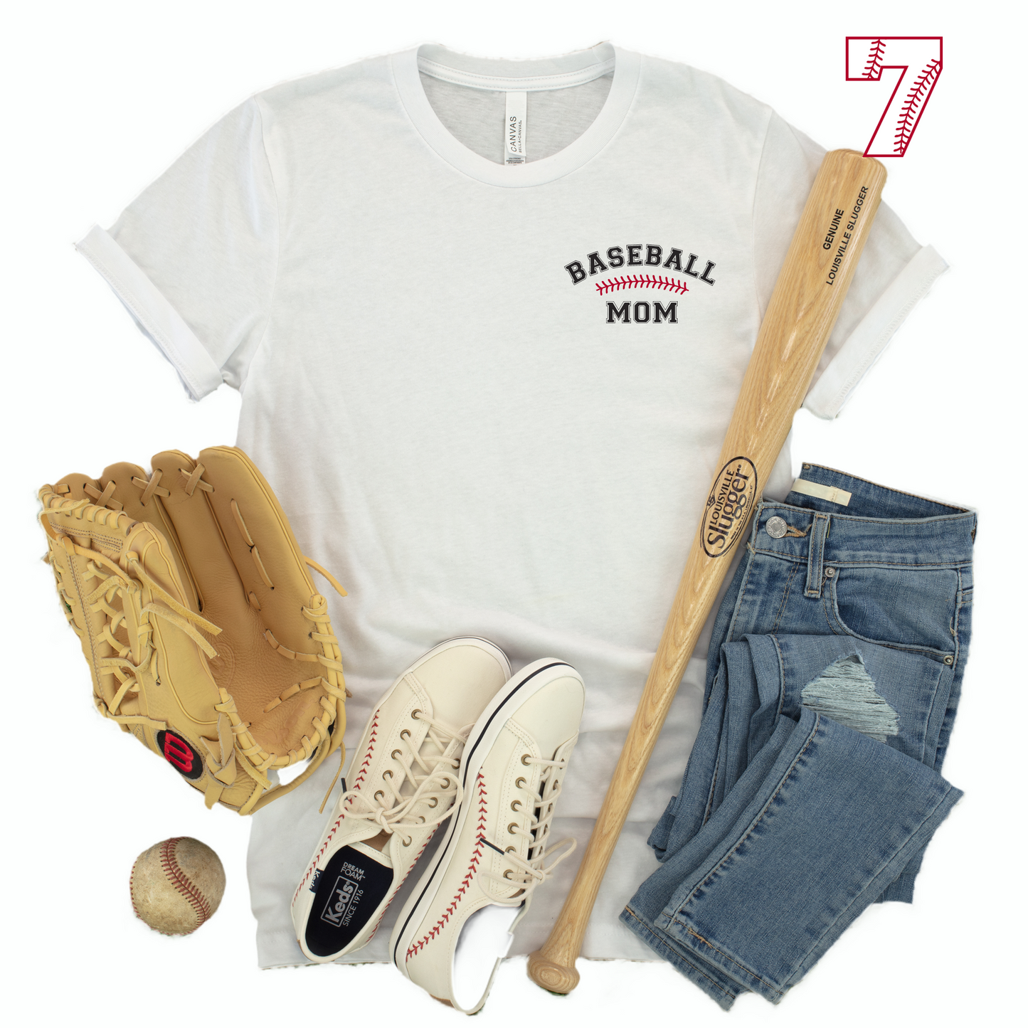 Baseball Mom + CUSTOM Number T-shirt