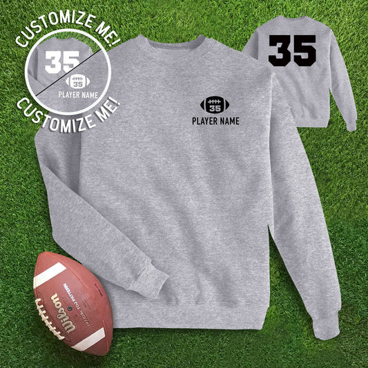 CUSTOM Football Name & Number - Heather Grey Sweatshirt