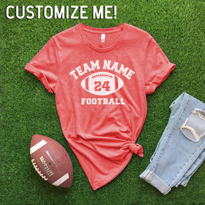 Team Name CUSTOM Football - Heather Red T-shirt