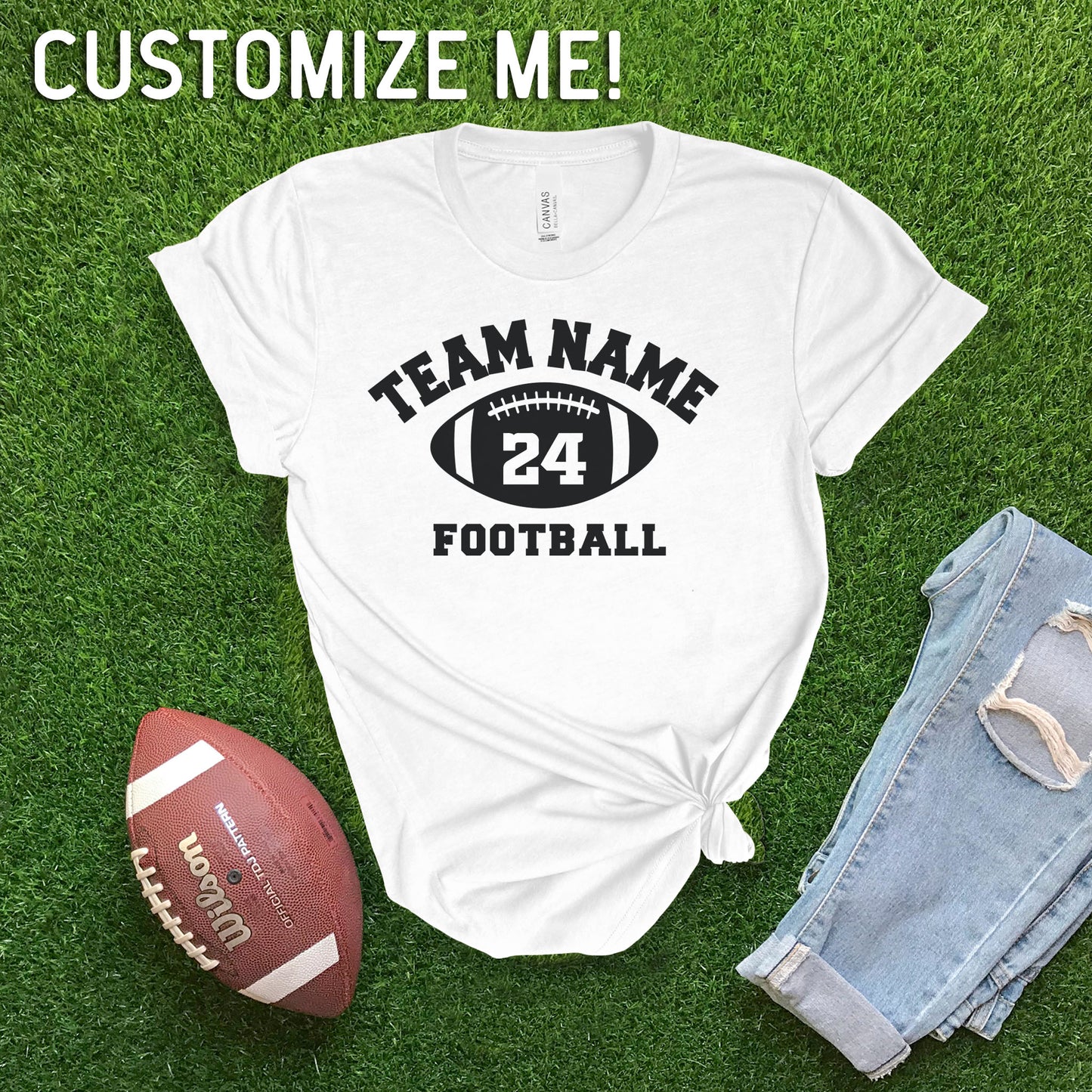 Team Name CUSTOM Football - White T-shirt