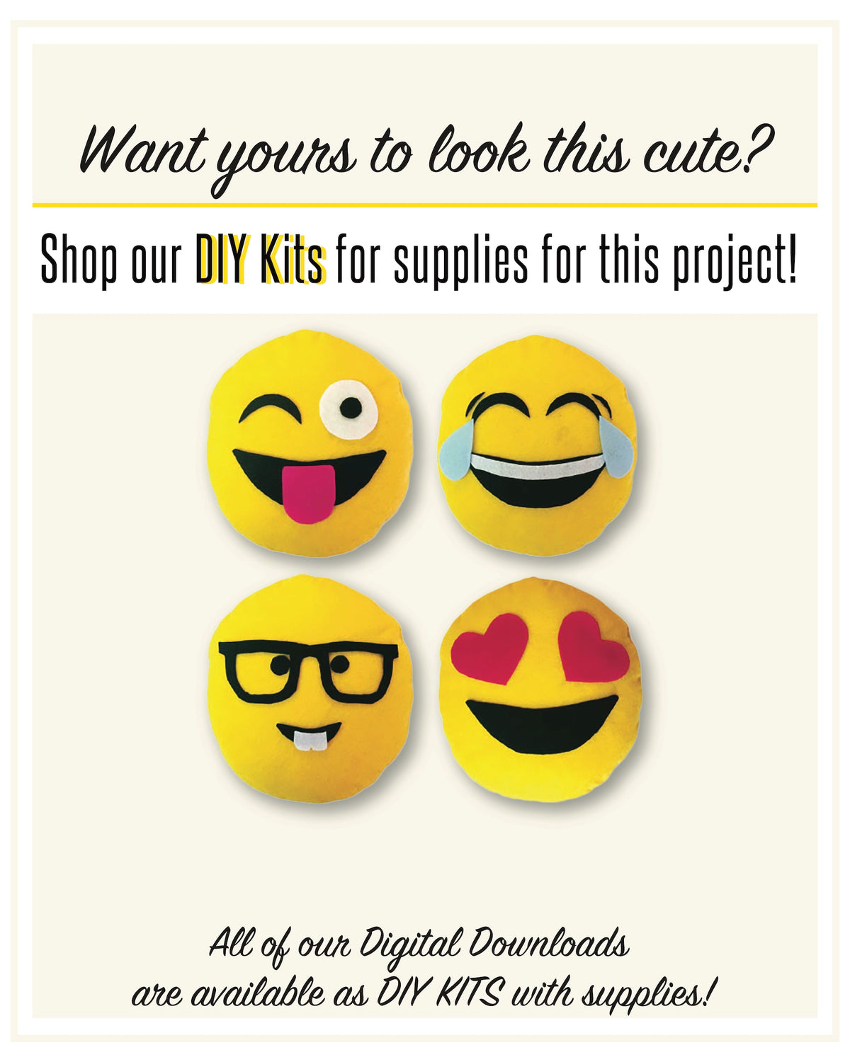 Emoji Pillow Sewing Pattern - Digital Download