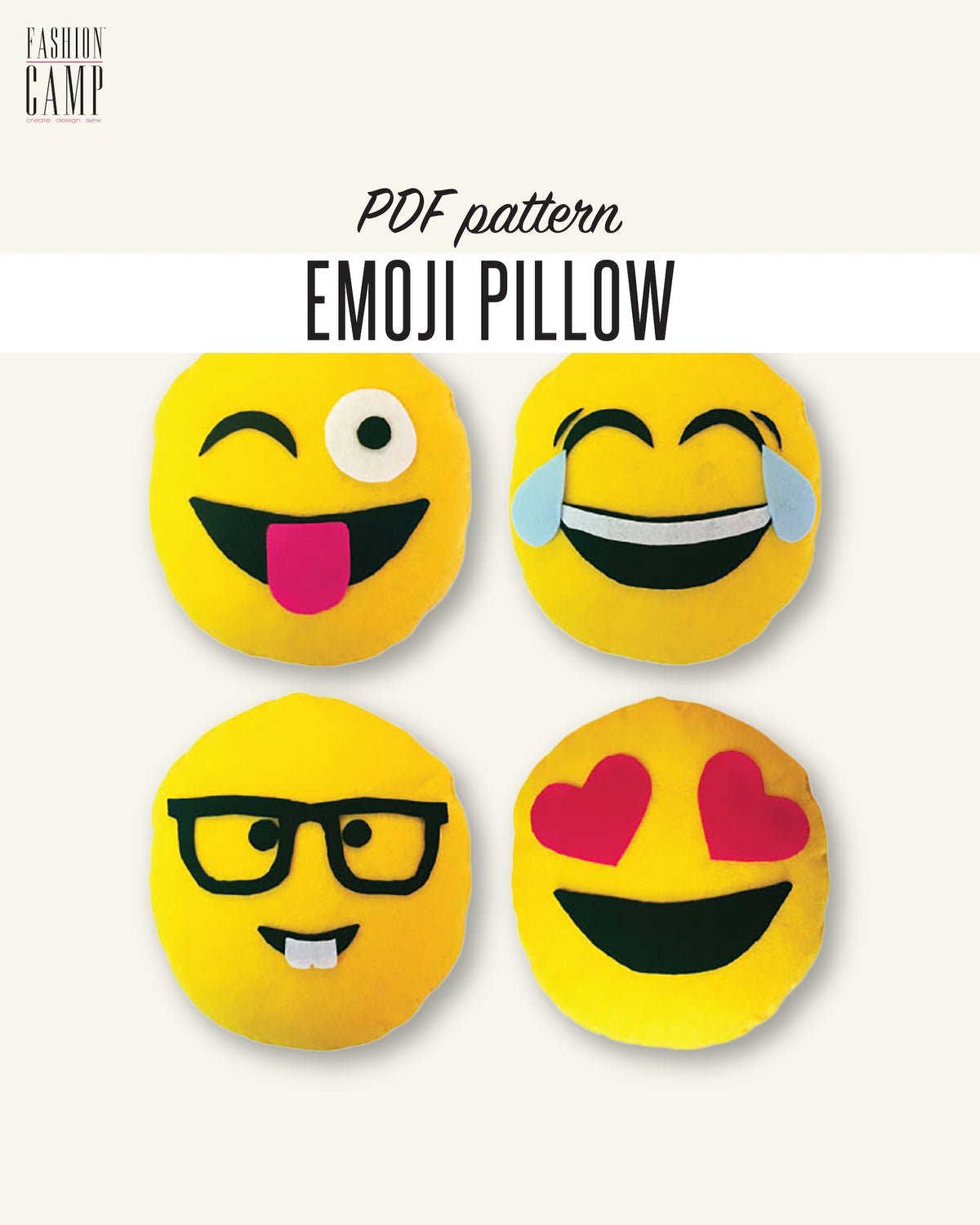 Emoji Pillow Sewing Pattern - Digital Download