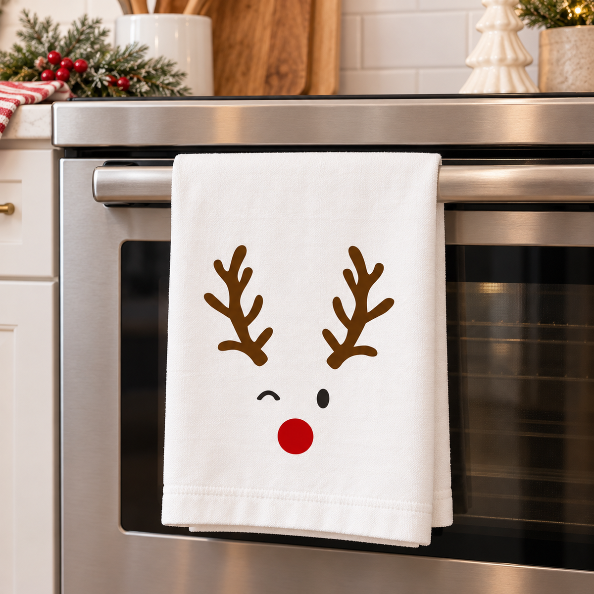 Reindeer Holiday Kitchen Towel