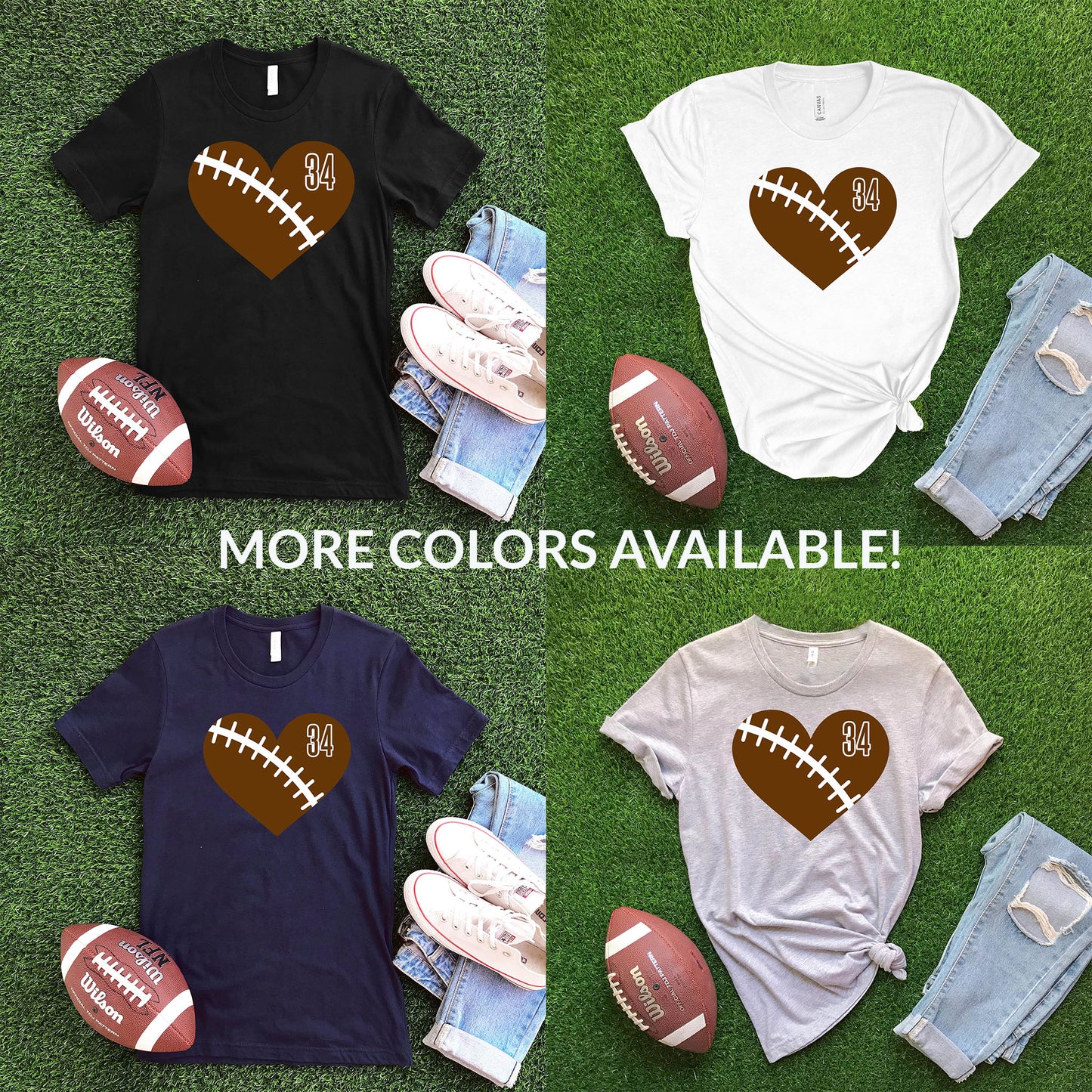 Heart Football CUSTOM - Vanilla T-shirt