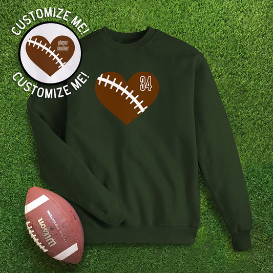 Heart Football CUSTOM - Forest Green Sweatshirt