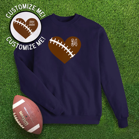 Heart Football CUSTOM - Navy Sweatshirt