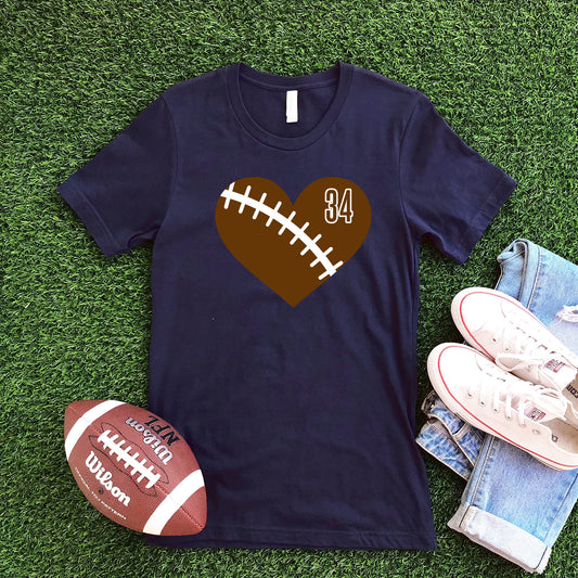 Heart Football CUSTOM - Navy T-shirt