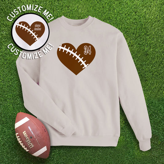 Heart Football CUSTOM - Sand Sweatshirt