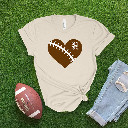 Heart Football CUSTOM - Vanilla T-shirt