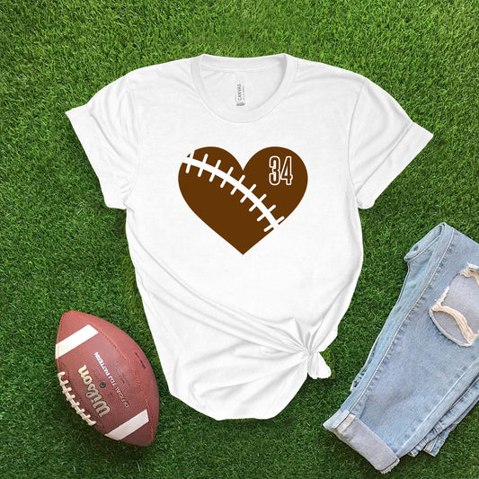 Heart Football CUSTOM - White T-shirt