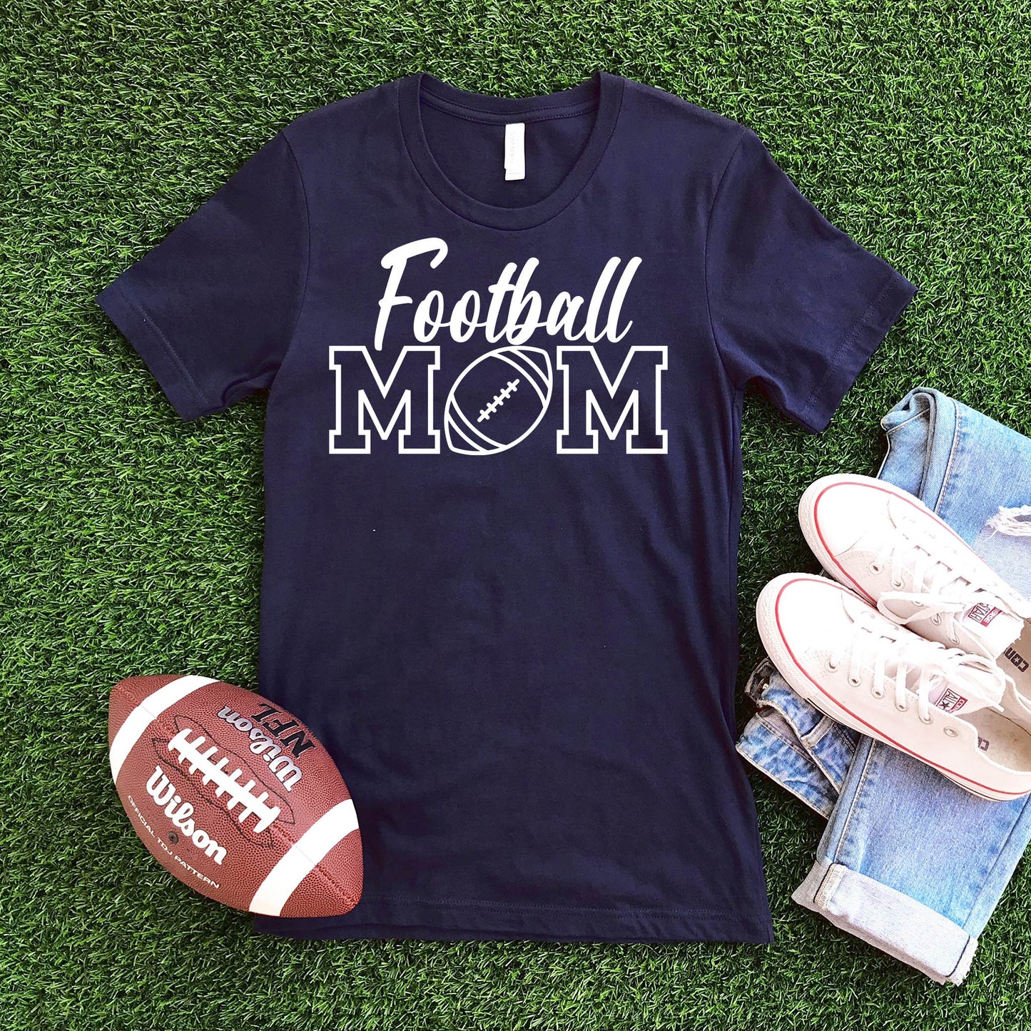 Football Mom - Navy T-shirt