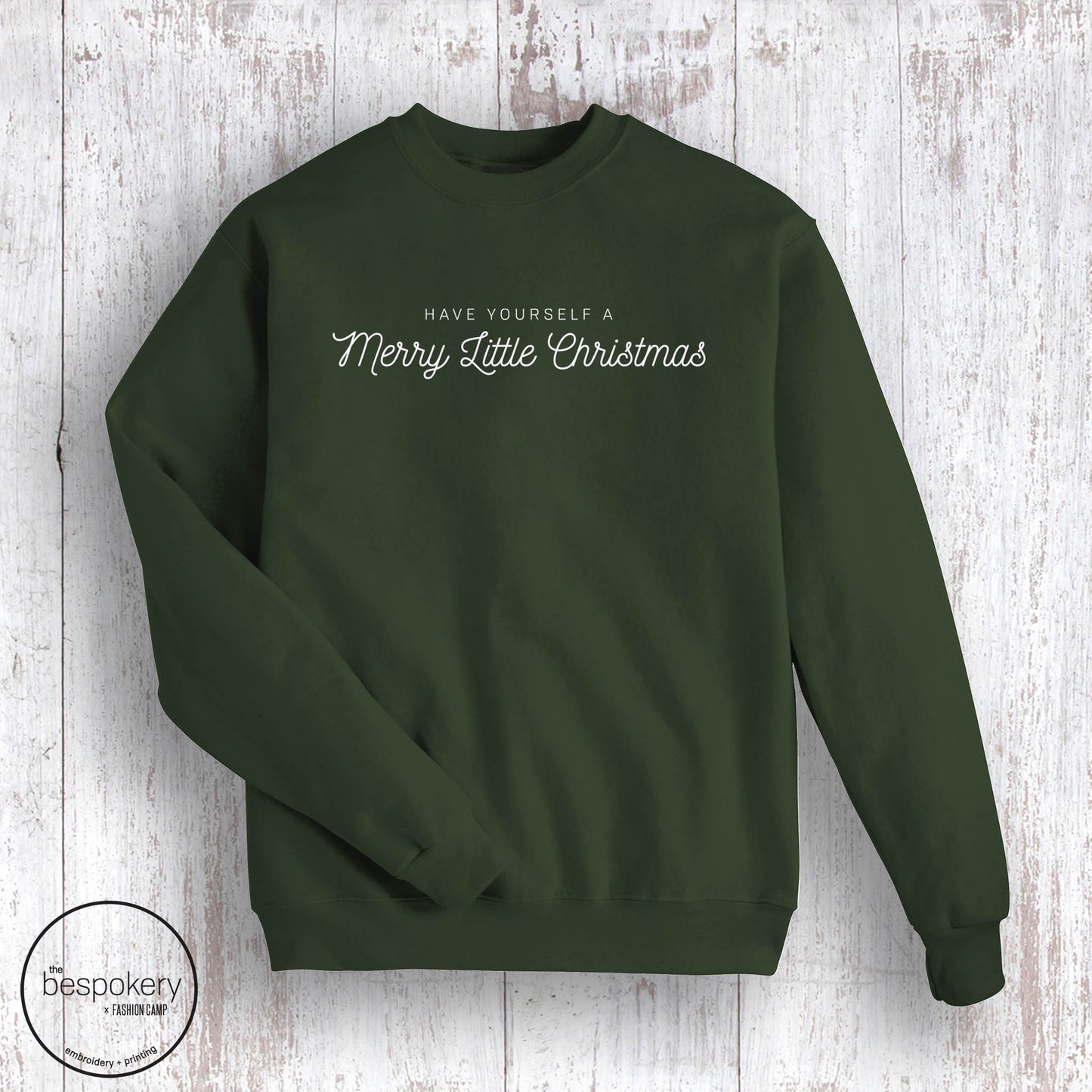 Merry Little Christmas Sweatshirt- Forest Green (Adult Only)