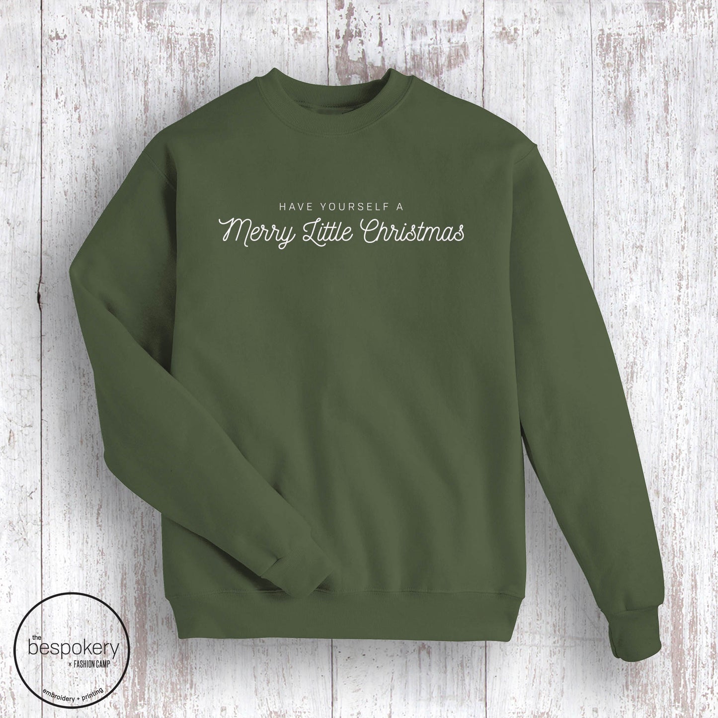 Merry Little Christmas Sweatshirt- Military Green (Adult Only)