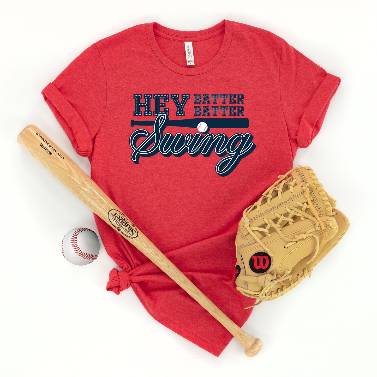 "Hey Batter Batter" Heather Red T-Shirt - (Adult Only)