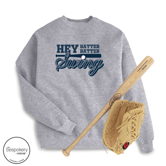 "Hey Batter Batter" Heather Grey Sweatshirt - (Adult Only)