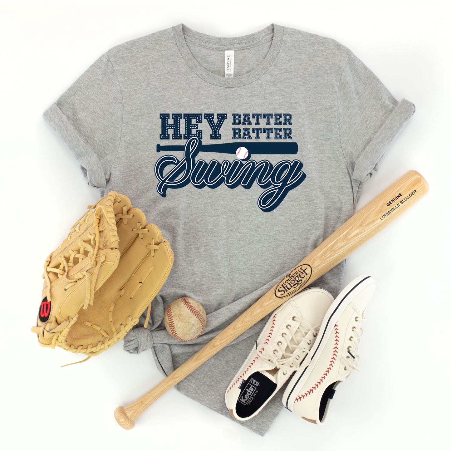 "Hey Batter Batter" - Heather Grey T-Shirt