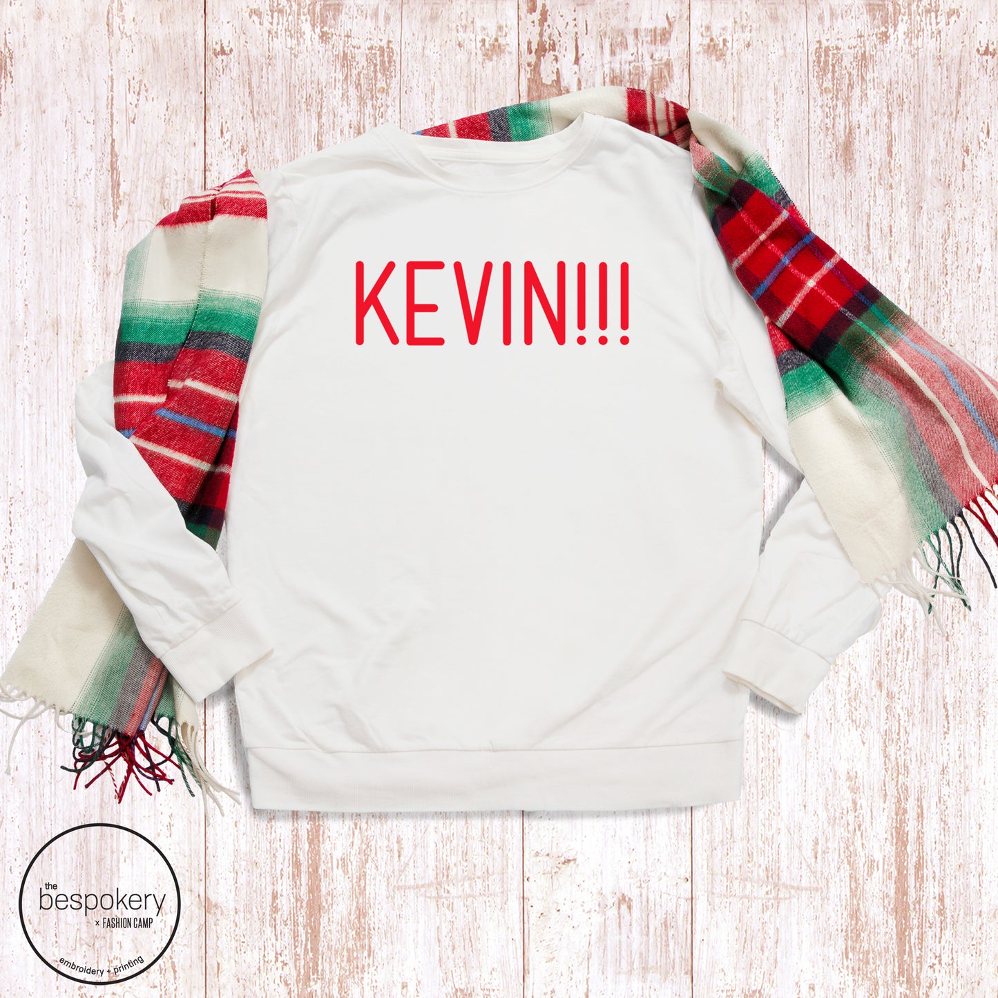 "KEVIN!!!" Sweatshirt- White (Youth + Adult)
