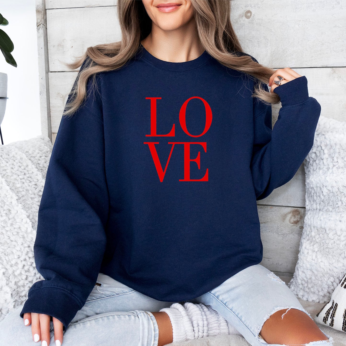 "LOVE" Sweatshirt- Navy (Youth + Adult)