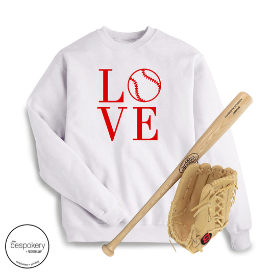 "Love Baseball" - White Sweatshirt