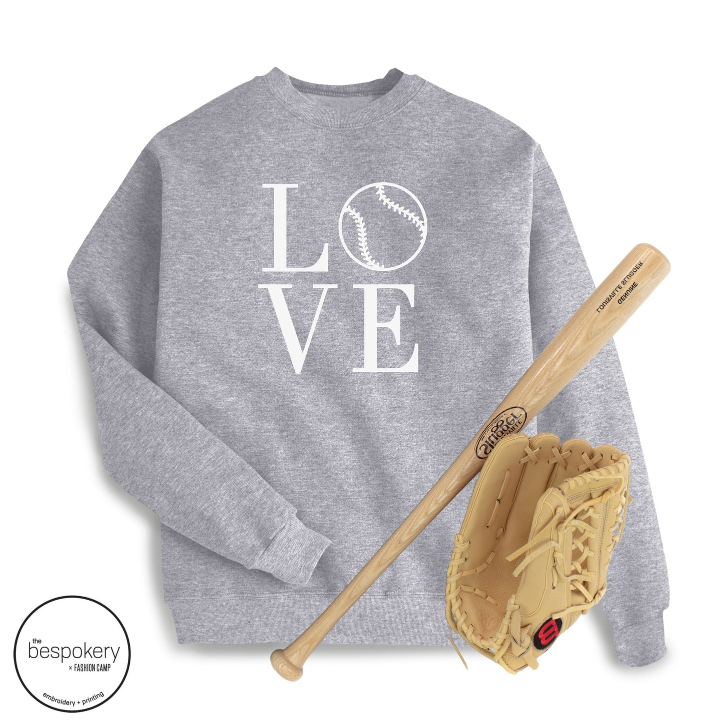 "Love Baseball" Heather Grey Sweatshirt - (Adult Only)