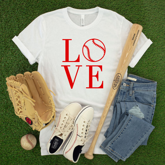 "Love Baseball" White T-Shirt - (Adult Only)