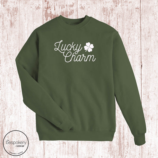 "Lucky Charm" -Military Green Sweatshirt (Adult Only)