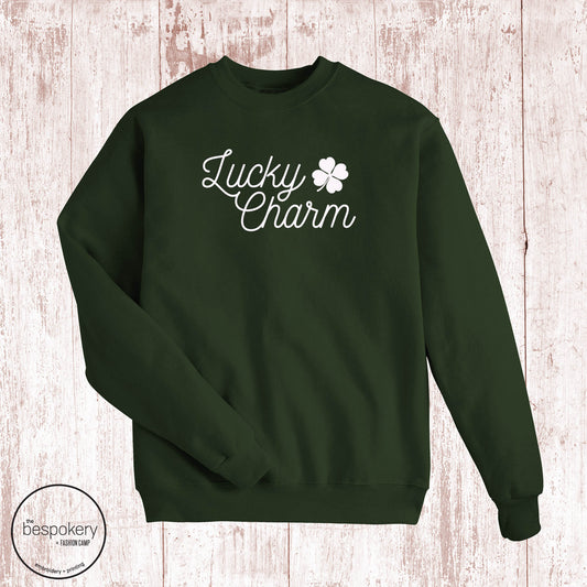 "Lucky Charm" - Forest Green Sweatshirt (Adult Only)