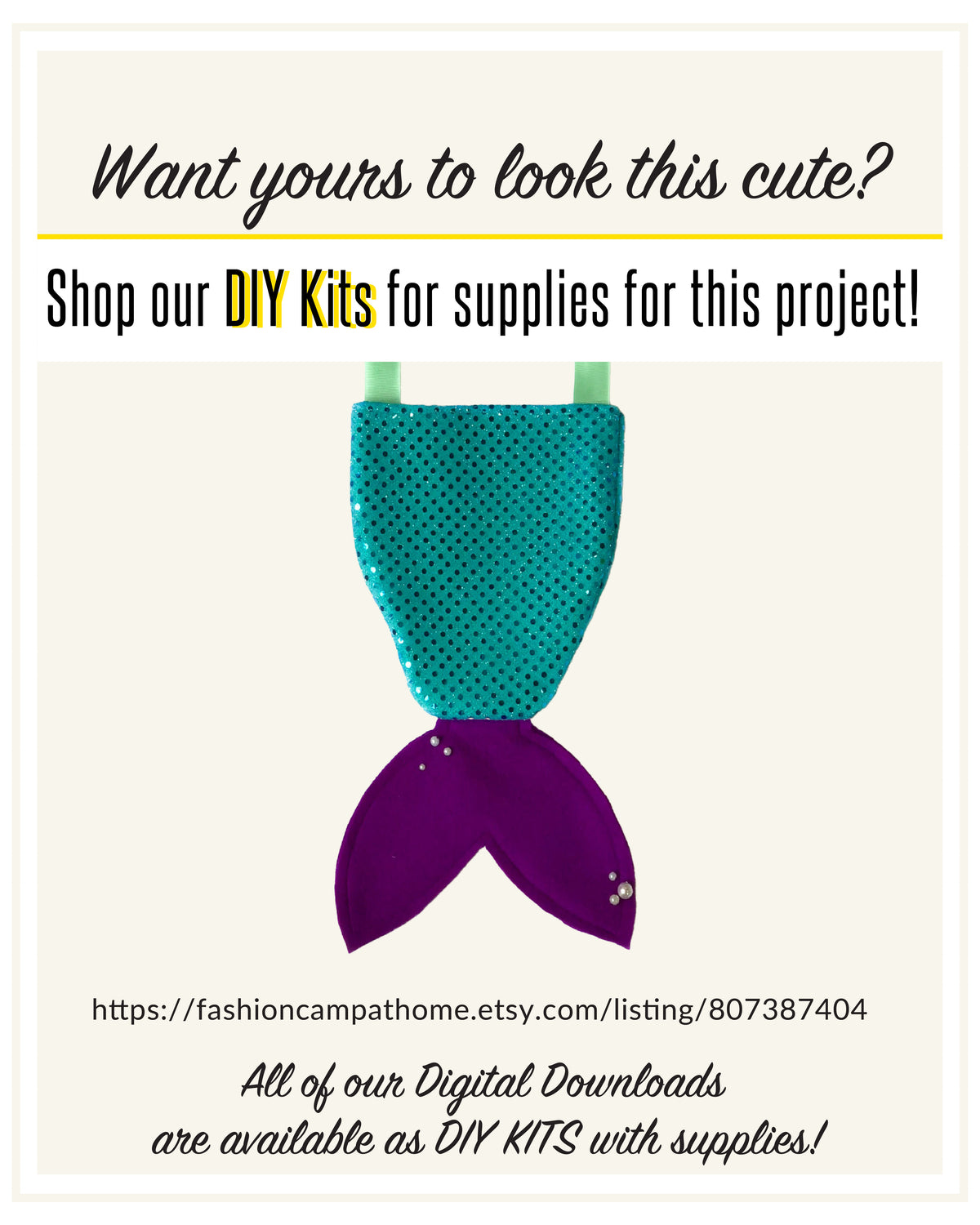 Mermaid Purse Sewing Pattern - Digital Download & Video Tutorial