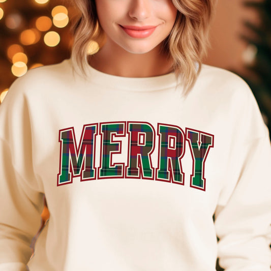 Plaid Merry Holiday Sweatshirt