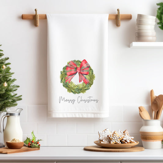 Merry Wreath Holiday Kitchen Towel