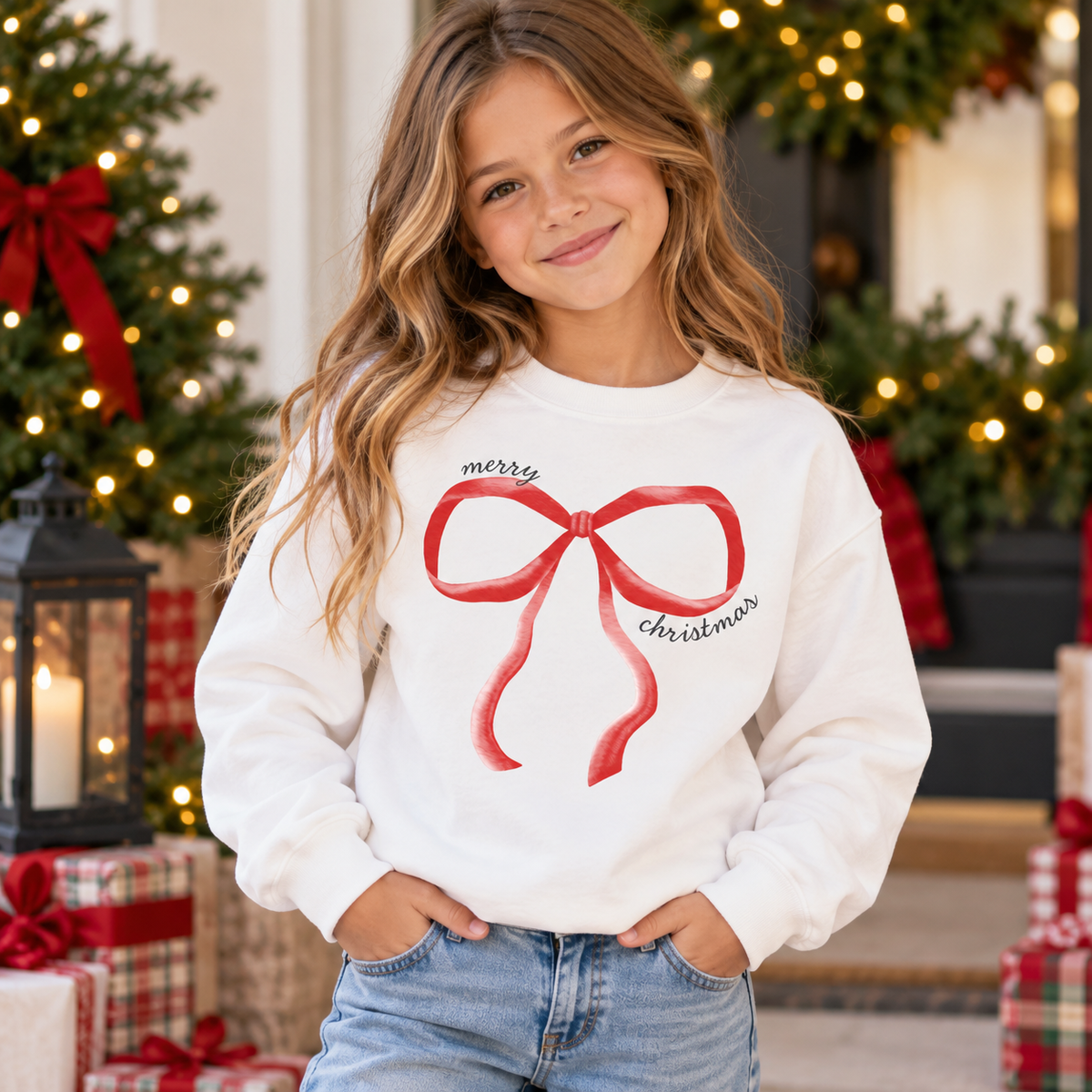 Merry Holiday Bow Sweatshirt