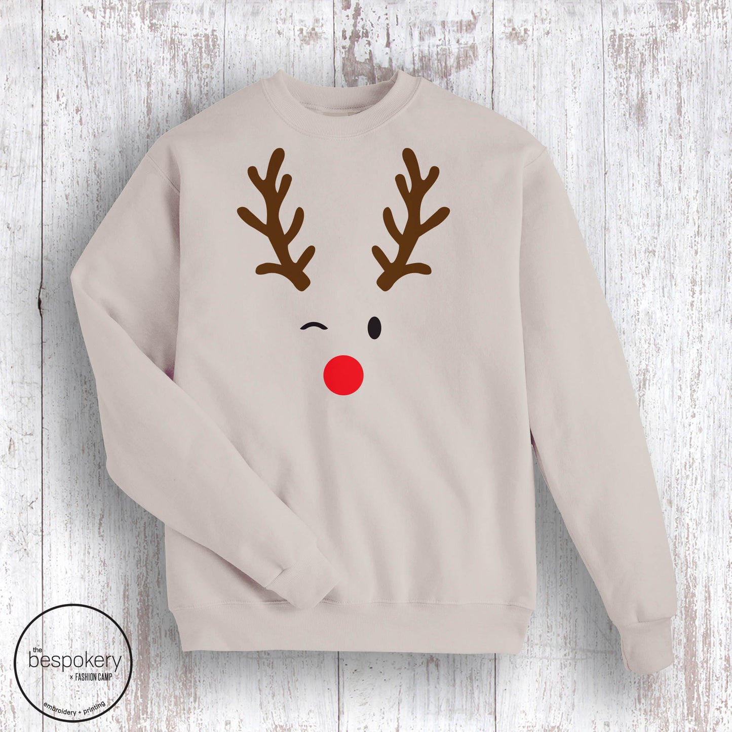 "Minimal Reindeer" - Sand Sweatshirt (Adult Only)