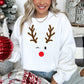 "Minimal Reindeer" - White Sweatshirt