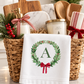 Monogram Wreath Holiday Kitchen Towel