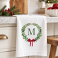 Monogram Wreath Holiday Kitchen Towel